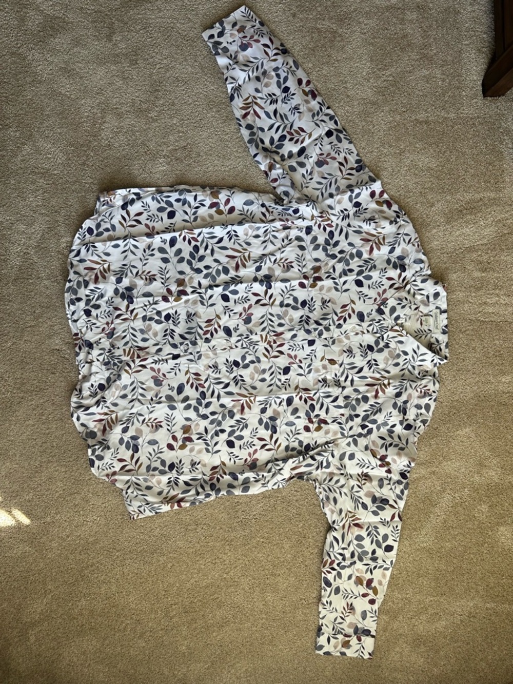 Coldwater Creek Cream Blouse with Multicolor Leaf Print - Picture 3 of 5